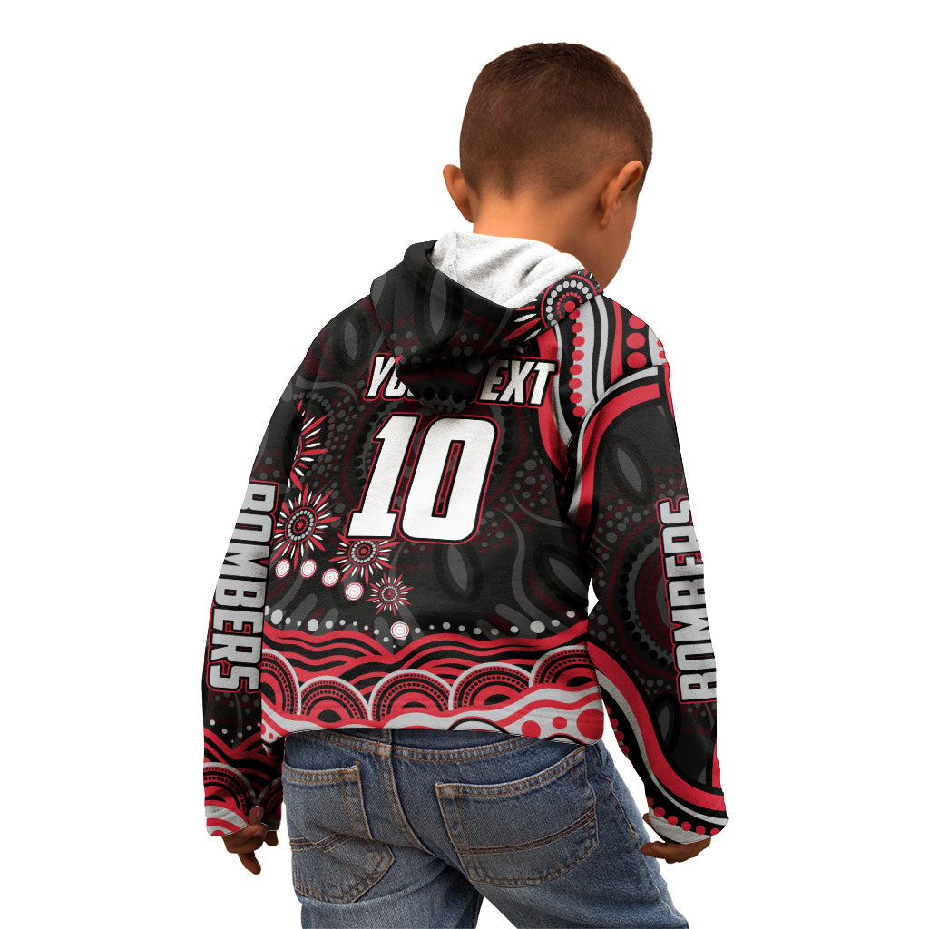 Personalized Essendon Bombers Rugby Kid Hoodie Aboriginal Dot Art - Dreamtime Football Mascot