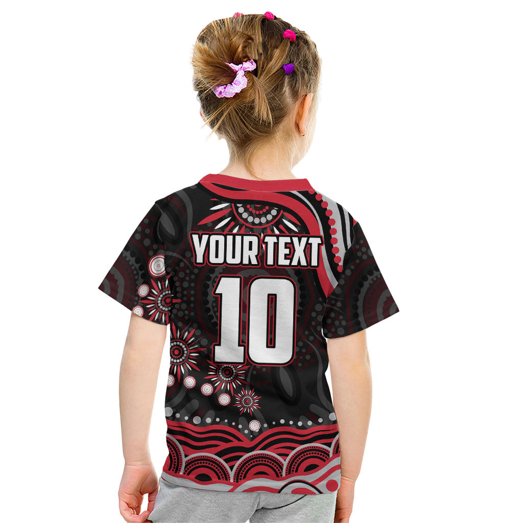 Personalized Essendon Bombers Rugby Kid T Shirt Aboriginal Dot Art - Dreamtime Football Mascot