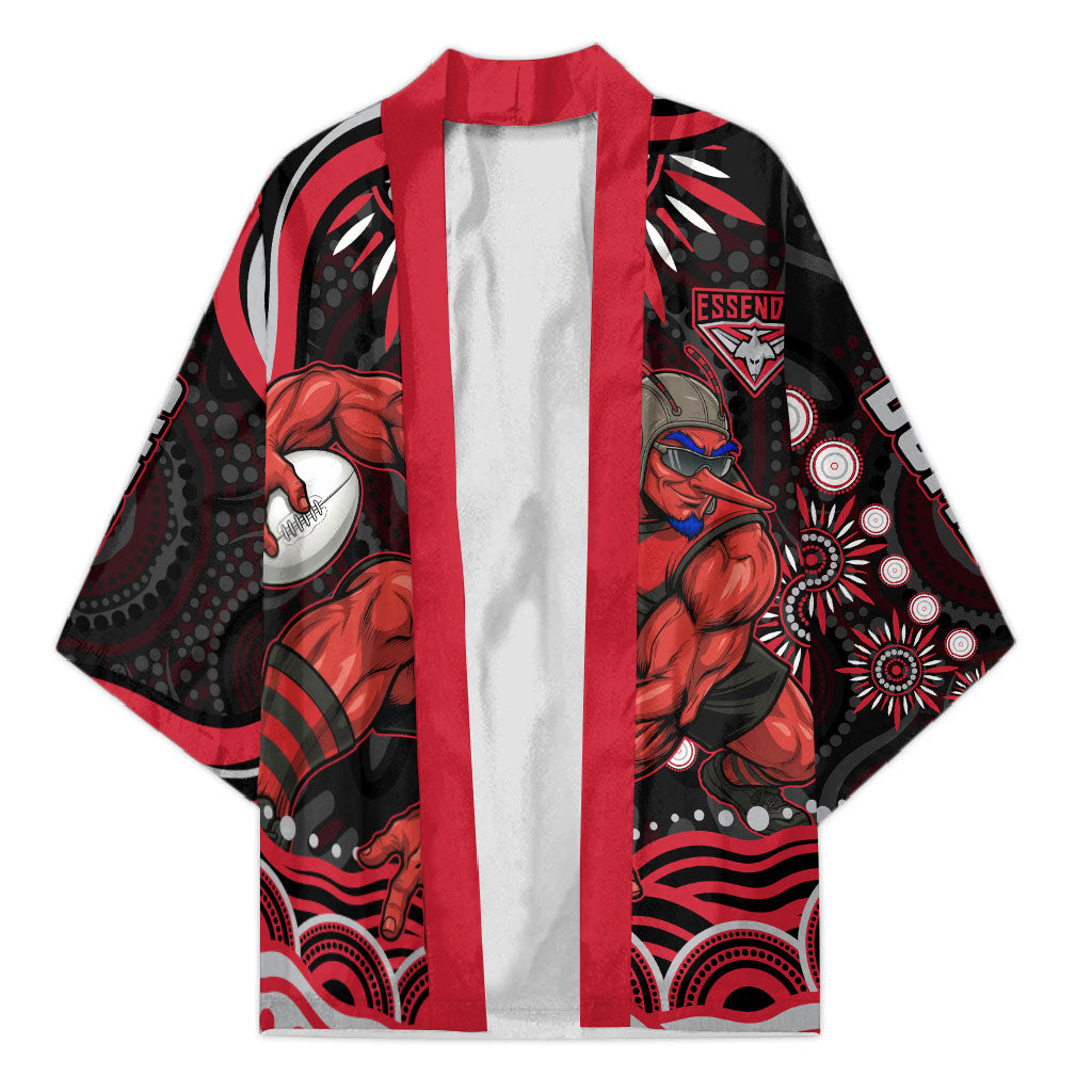 Personalized Essendon Bombers Rugby Kimono Aboriginal Dot Art - Dreamtime Football Mascot