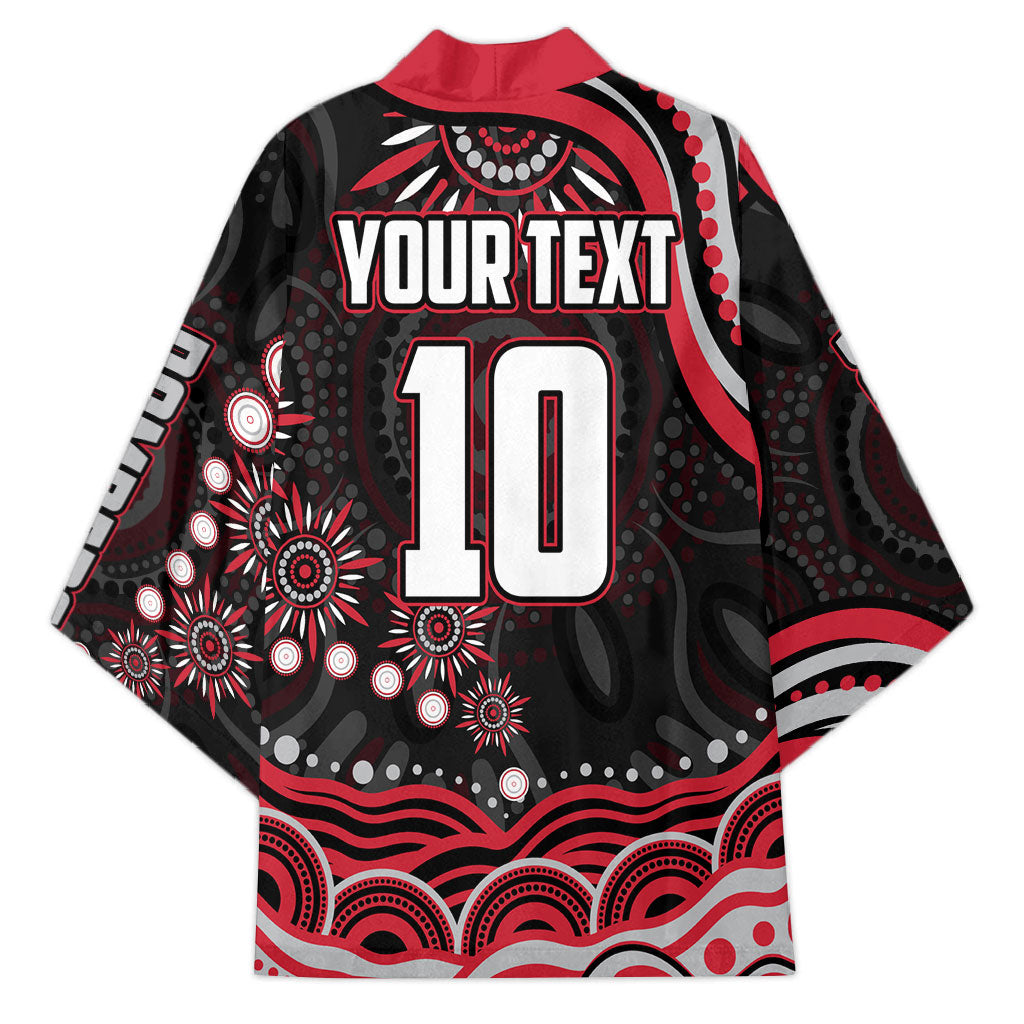 Personalized Essendon Bombers Rugby Kimono Aboriginal Dot Art - Dreamtime Football Mascot
