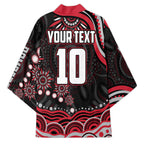Personalized Essendon Bombers Rugby Kimono Aboriginal Dot Art - Dreamtime Football Mascot