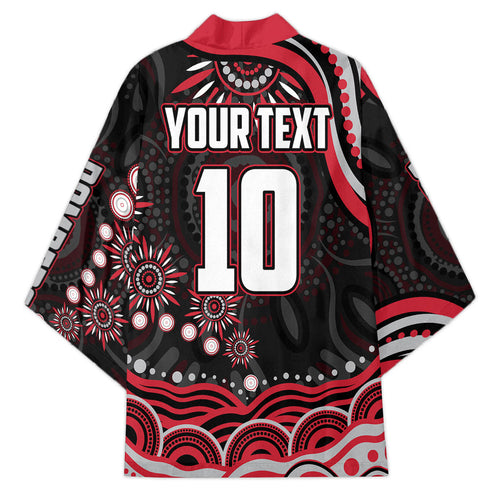 Personalized Essendon Bombers Rugby Kimono Aboriginal Dot Art - Dreamtime Football Mascot