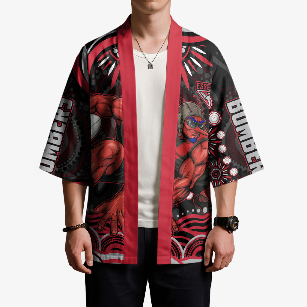 Personalized Essendon Bombers Rugby Kimono Aboriginal Dot Art - Dreamtime Football Mascot