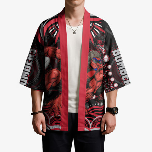 Personalized Essendon Bombers Rugby Kimono Aboriginal Dot Art - Dreamtime Football Mascot