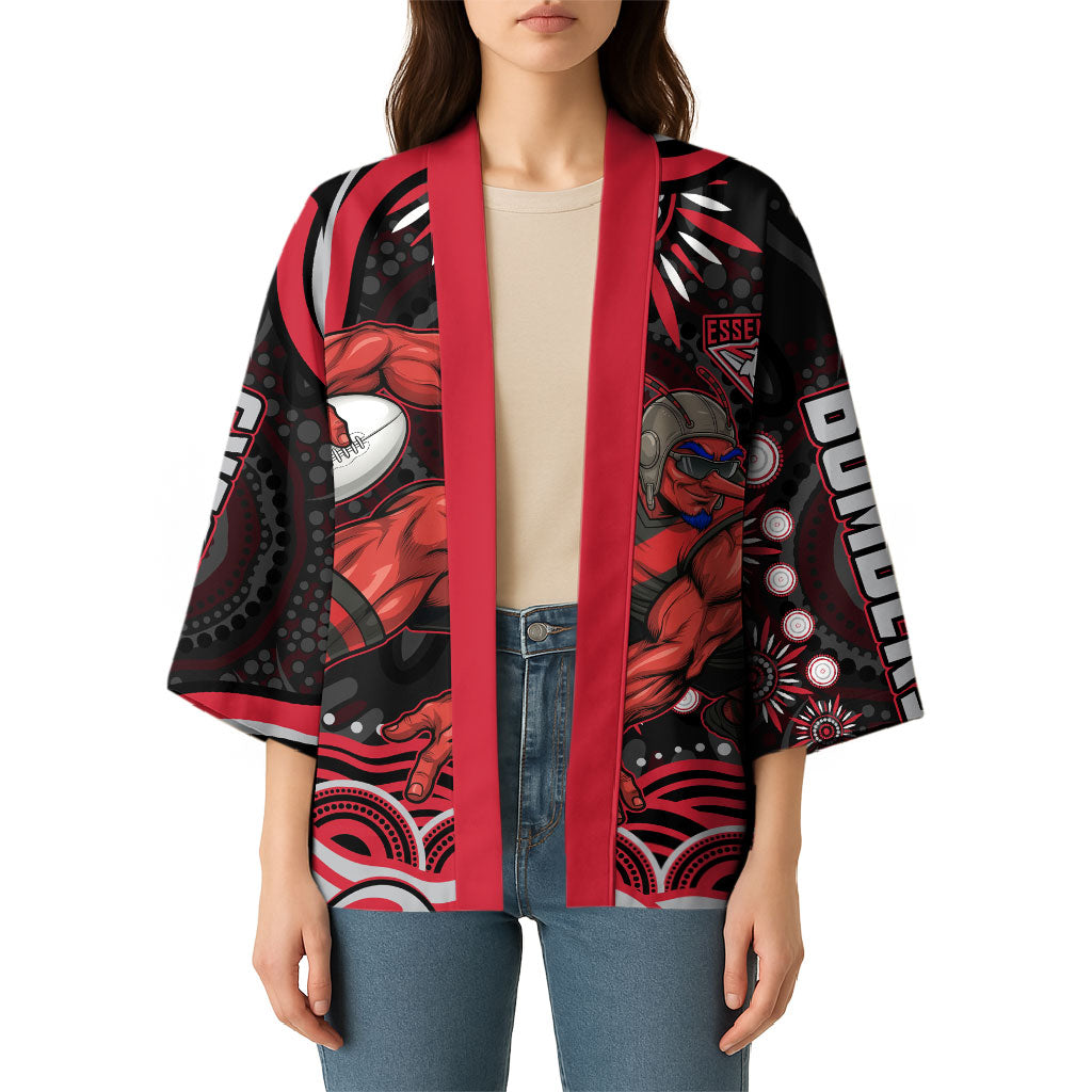 Personalized Essendon Bombers Rugby Kimono Aboriginal Dot Art - Dreamtime Football Mascot