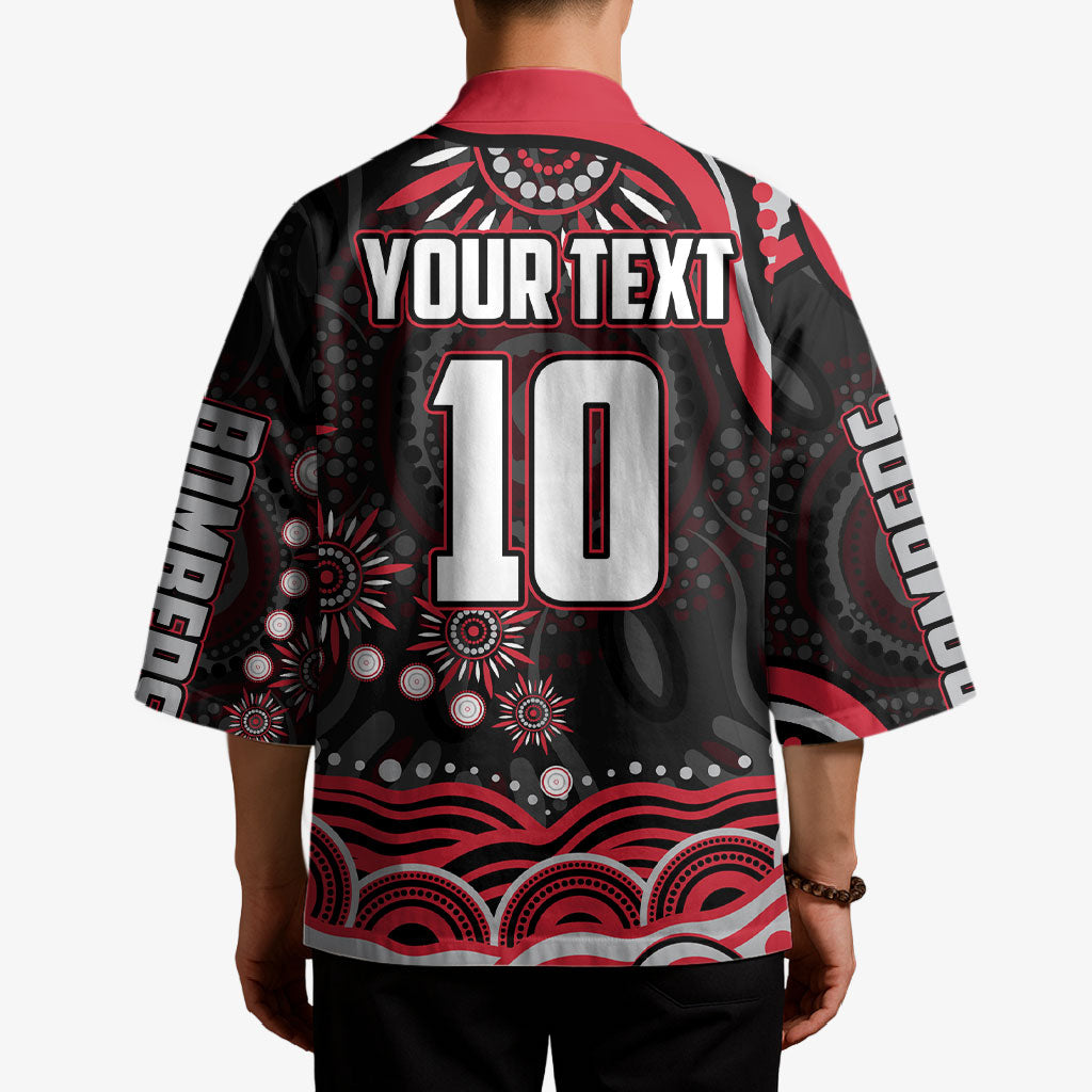 Personalized Essendon Bombers Rugby Kimono Aboriginal Dot Art - Dreamtime Football Mascot