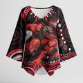 Personalized Essendon Bombers Rugby Kimono Sleeve Blouse Aboriginal Dot Art - Dreamtime Football Mascot