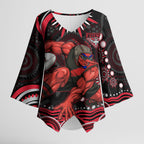 Personalized Essendon Bombers Rugby Kimono Sleeve Blouse Aboriginal Dot Art - Dreamtime Football Mascot