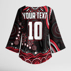 Personalized Essendon Bombers Rugby Kimono Sleeve Blouse Aboriginal Dot Art - Dreamtime Football Mascot