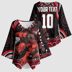 Personalized Essendon Bombers Rugby Kimono Sleeve Blouse Aboriginal Dot Art - Dreamtime Football Mascot