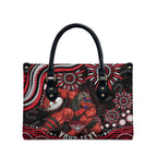 Personalized Essendon Bombers Rugby Leather Bag Aboriginal Dot Art - Dreamtime Football Mascot