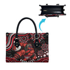 Personalized Essendon Bombers Rugby Leather Bag Aboriginal Dot Art - Dreamtime Football Mascot