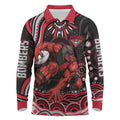 Personalized Essendon Bombers Rugby Long Sleeve Polo Shirt Aboriginal Dot Art - Dreamtime Football Mascot