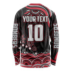 Personalized Essendon Bombers Rugby Long Sleeve Shirt Aboriginal Dot Art - Dreamtime Football Mascot