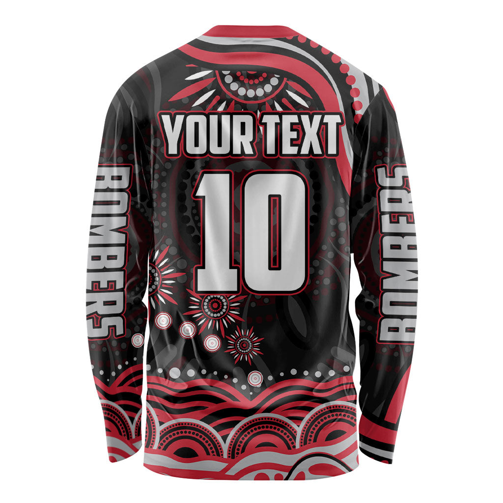 Personalized Essendon Bombers Rugby Long Sleeve Shirt Aboriginal Dot Art - Dreamtime Football Mascot