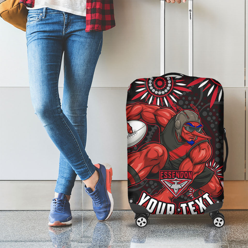 Personalized Essendon Bombers Rugby Luggage Cover Aboriginal Dot Art - Dreamtime Football Mascot