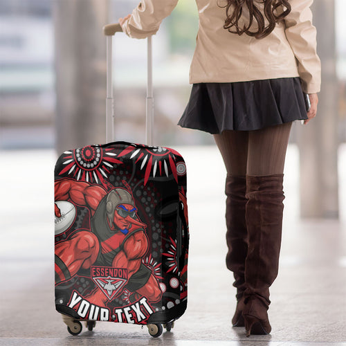 Personalized Essendon Bombers Rugby Luggage Cover Aboriginal Dot Art - Dreamtime Football Mascot