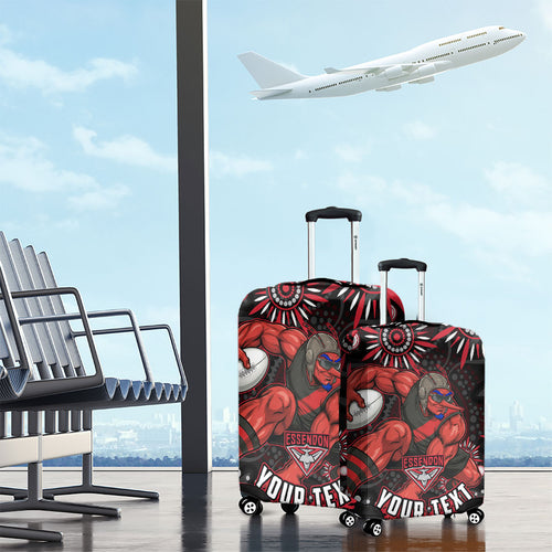 Personalized Essendon Bombers Rugby Luggage Cover Aboriginal Dot Art - Dreamtime Football Mascot