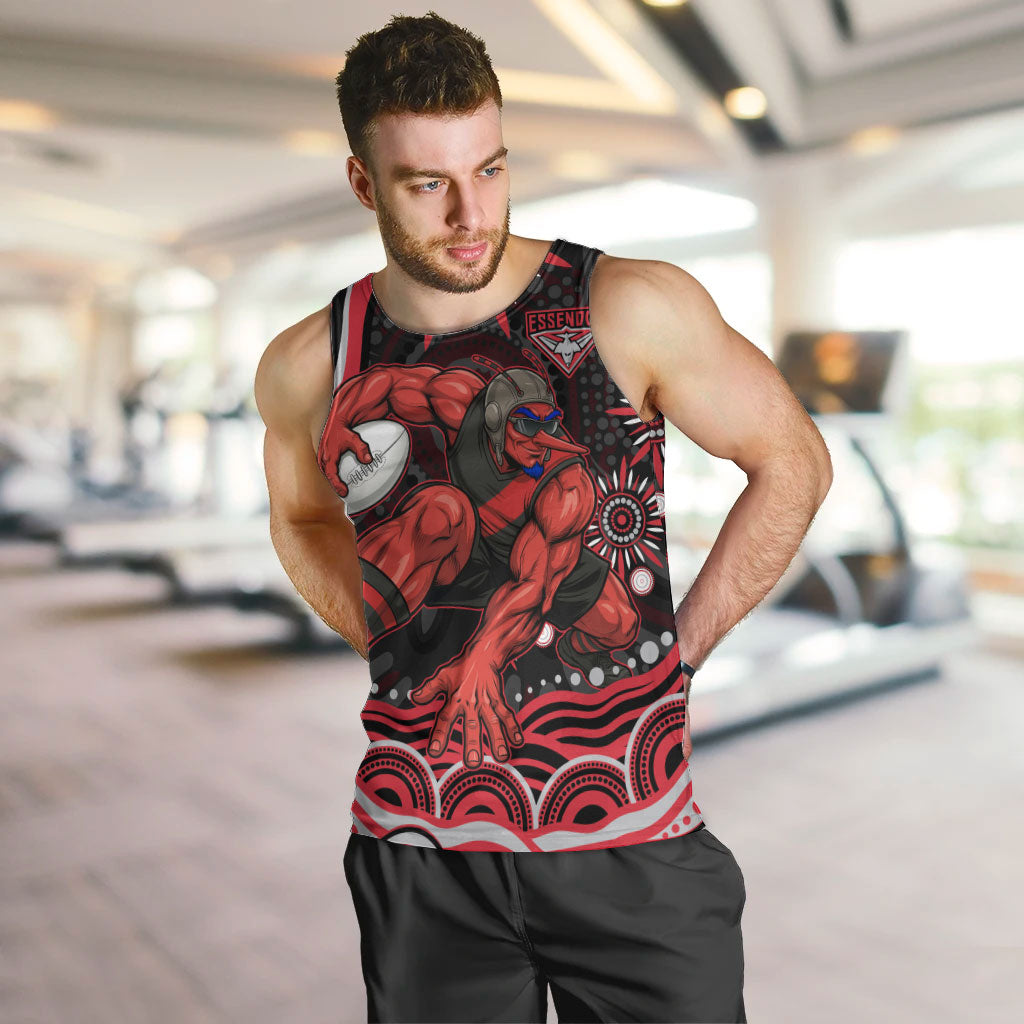Personalized Essendon Bombers Rugby Men Tank Top Aboriginal Dot Art - Dreamtime Football Mascot
