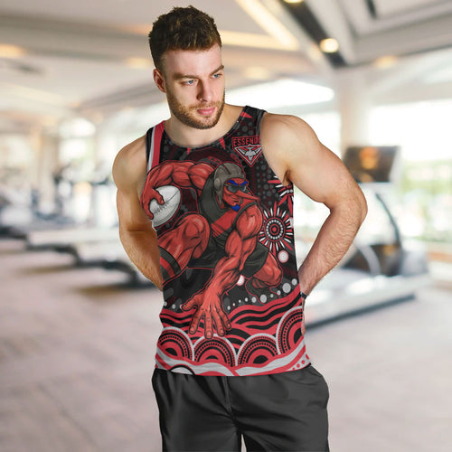 Personalized Essendon Bombers Rugby Men Tank Top Aboriginal Dot Art - Dreamtime Football Mascot