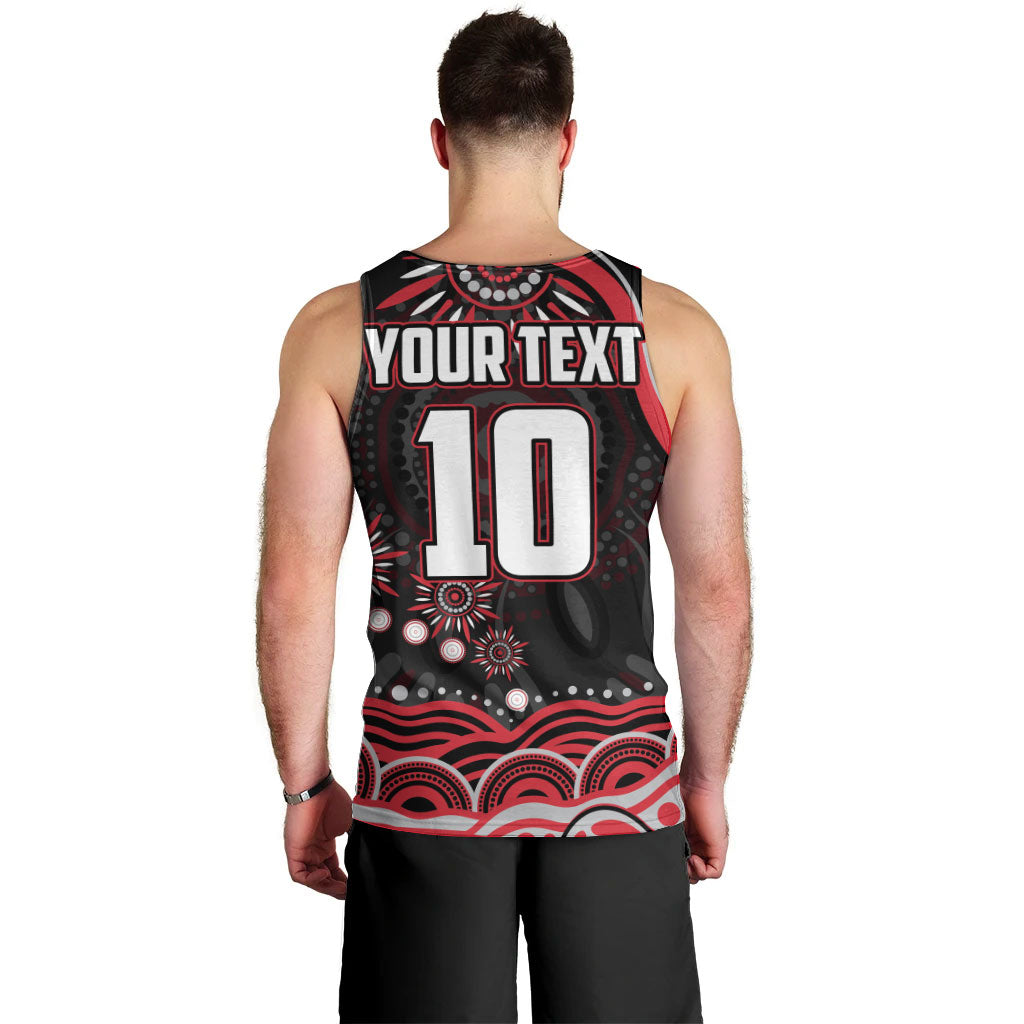 Personalized Essendon Bombers Rugby Men Tank Top Aboriginal Dot Art - Dreamtime Football Mascot