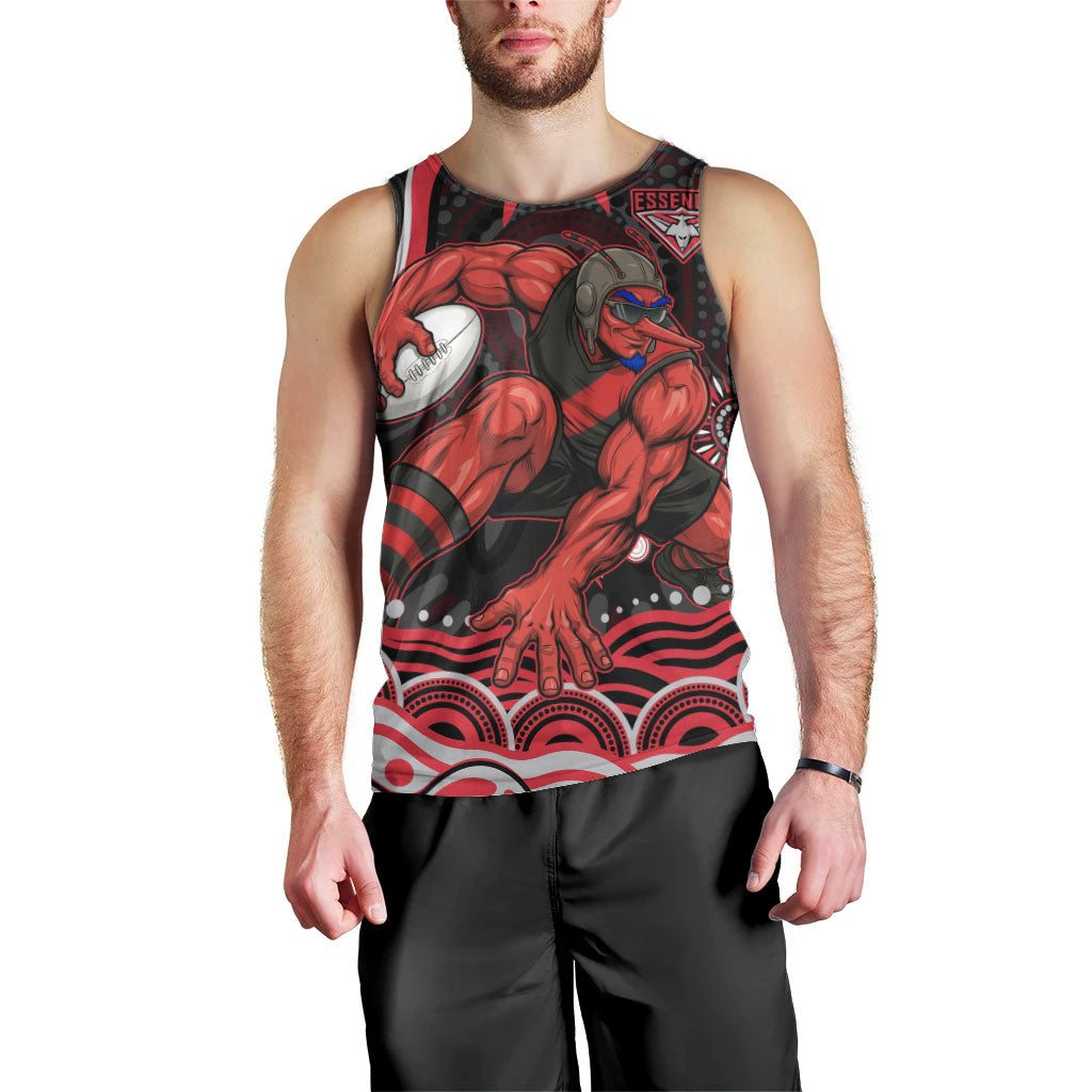 Personalized Essendon Bombers Rugby Men Tank Top Aboriginal Dot Art - Dreamtime Football Mascot