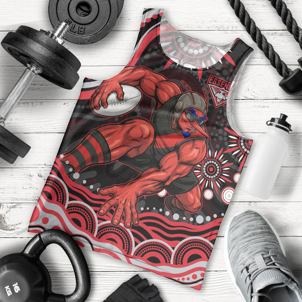 Personalized Essendon Bombers Rugby Men Tank Top Aboriginal Dot Art - Dreamtime Football Mascot