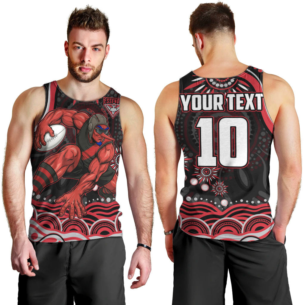 Personalized Essendon Bombers Rugby Men Tank Top Aboriginal Dot Art - Dreamtime Football Mascot