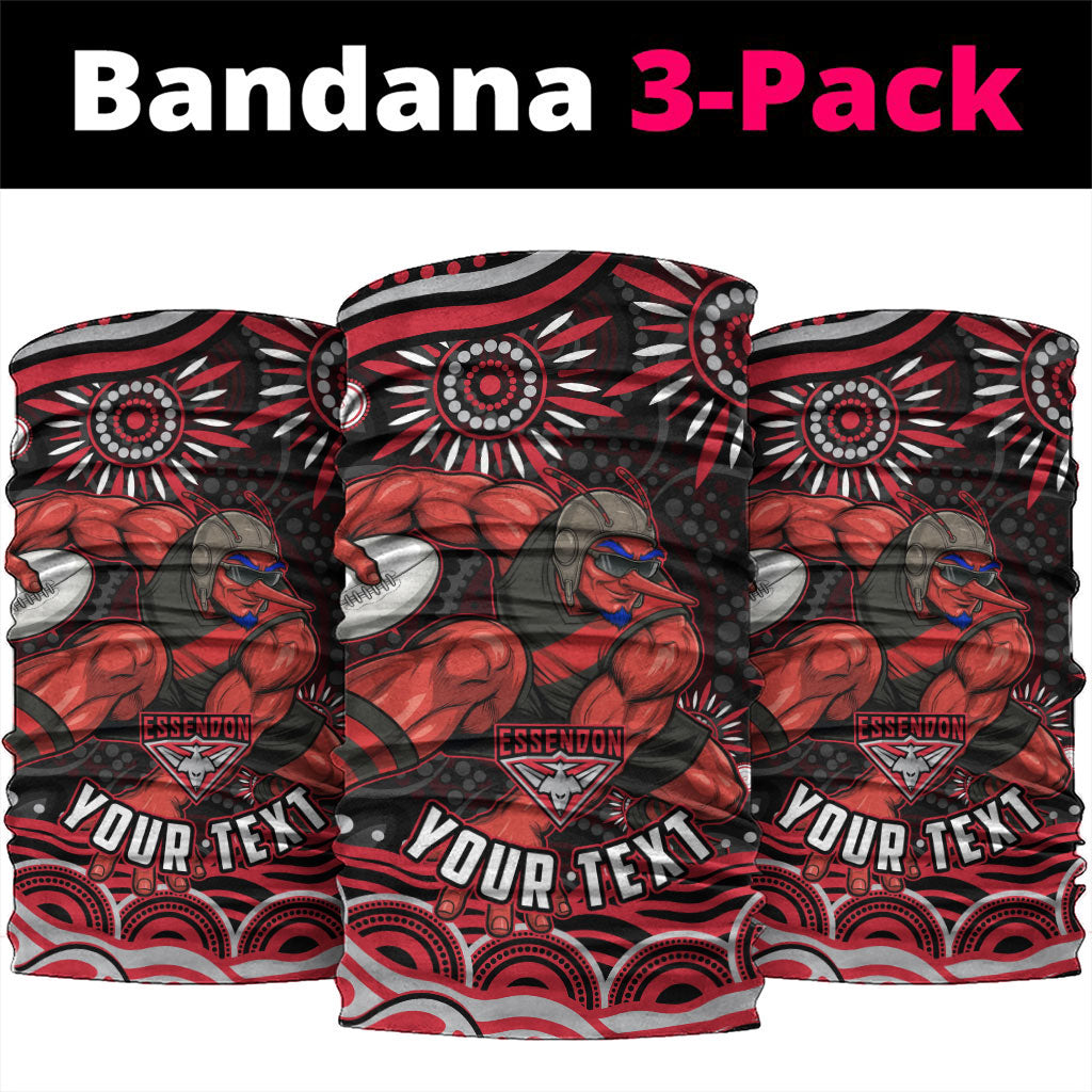 Personalized Essendon Bombers Rugby Neck Gaiter Aboriginal Dot Art - Dreamtime Football Mascot