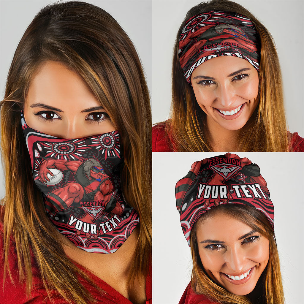 Personalized Essendon Bombers Rugby Neck Gaiter Aboriginal Dot Art - Dreamtime Football Mascot