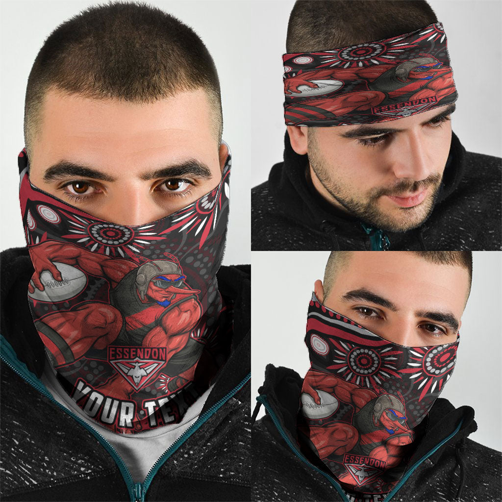 Personalized Essendon Bombers Rugby Neck Gaiter Aboriginal Dot Art - Dreamtime Football Mascot