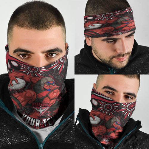 Personalized Essendon Bombers Rugby Neck Gaiter Aboriginal Dot Art - Dreamtime Football Mascot