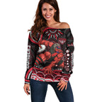 Personalized Essendon Bombers Rugby Off Shoulder Sweater Aboriginal Dot Art - Dreamtime Football Mascot
