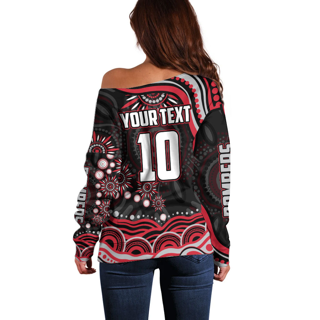 Personalized Essendon Bombers Rugby Off Shoulder Sweater Aboriginal Dot Art - Dreamtime Football Mascot
