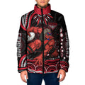 Personalized Essendon Bombers Rugby Padded Jacket Aboriginal Dot Art - Dreamtime Football Mascot