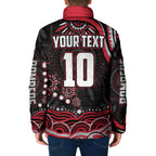 Personalized Essendon Bombers Rugby Padded Jacket Aboriginal Dot Art - Dreamtime Football Mascot