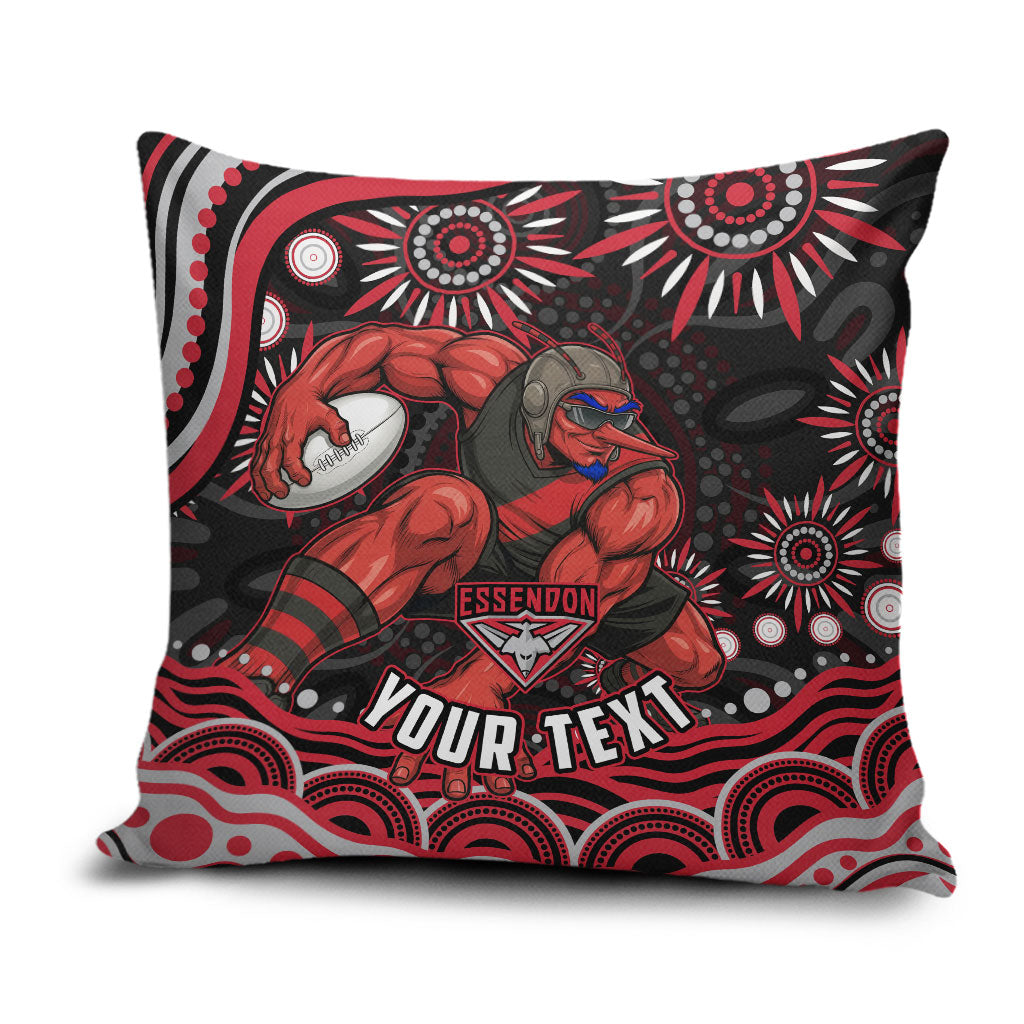 Personalized Essendon Bombers Rugby Pillow Cover Aboriginal Dot Art - Dreamtime Football Mascot