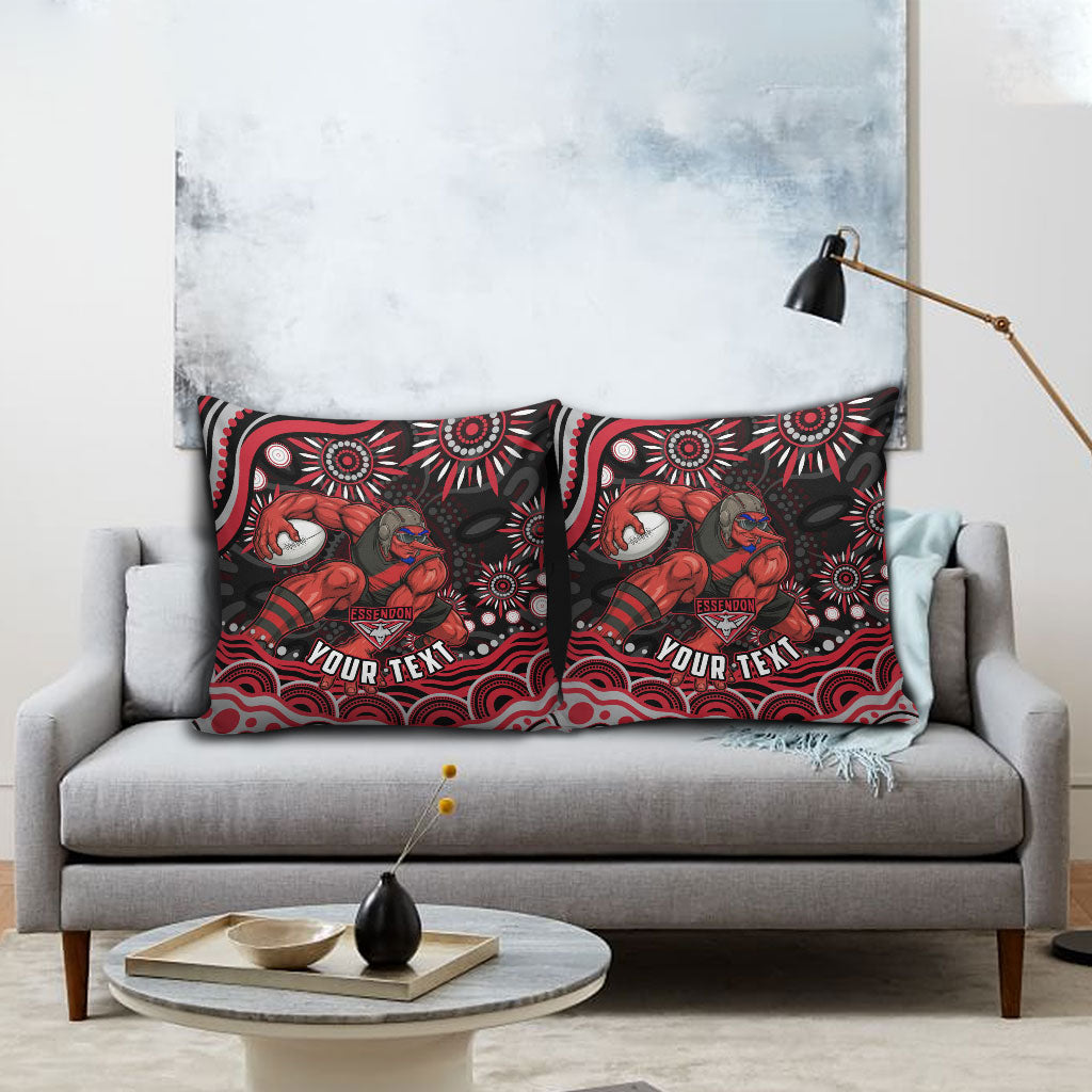 Personalized Essendon Bombers Rugby Pillow Cover Aboriginal Dot Art - Dreamtime Football Mascot
