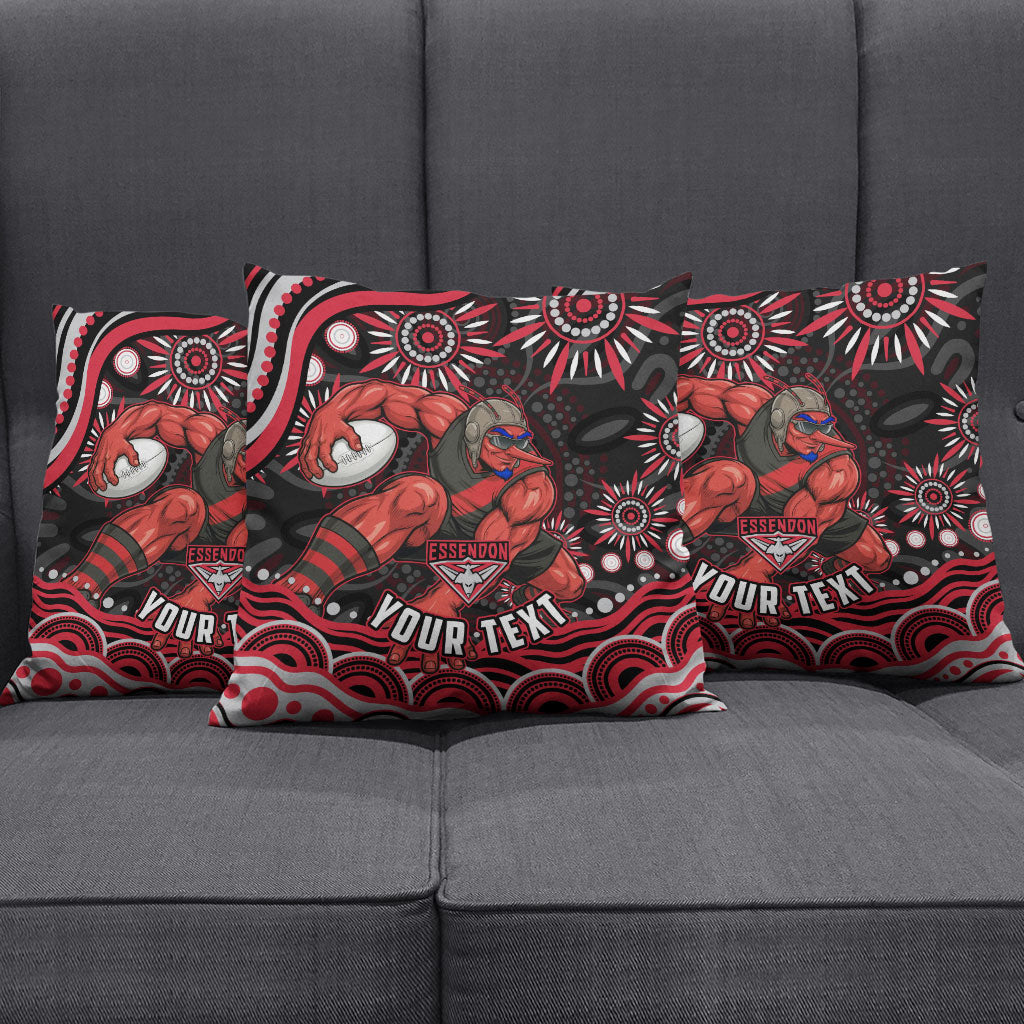 Personalized Essendon Bombers Rugby Pillow Cover Aboriginal Dot Art - Dreamtime Football Mascot