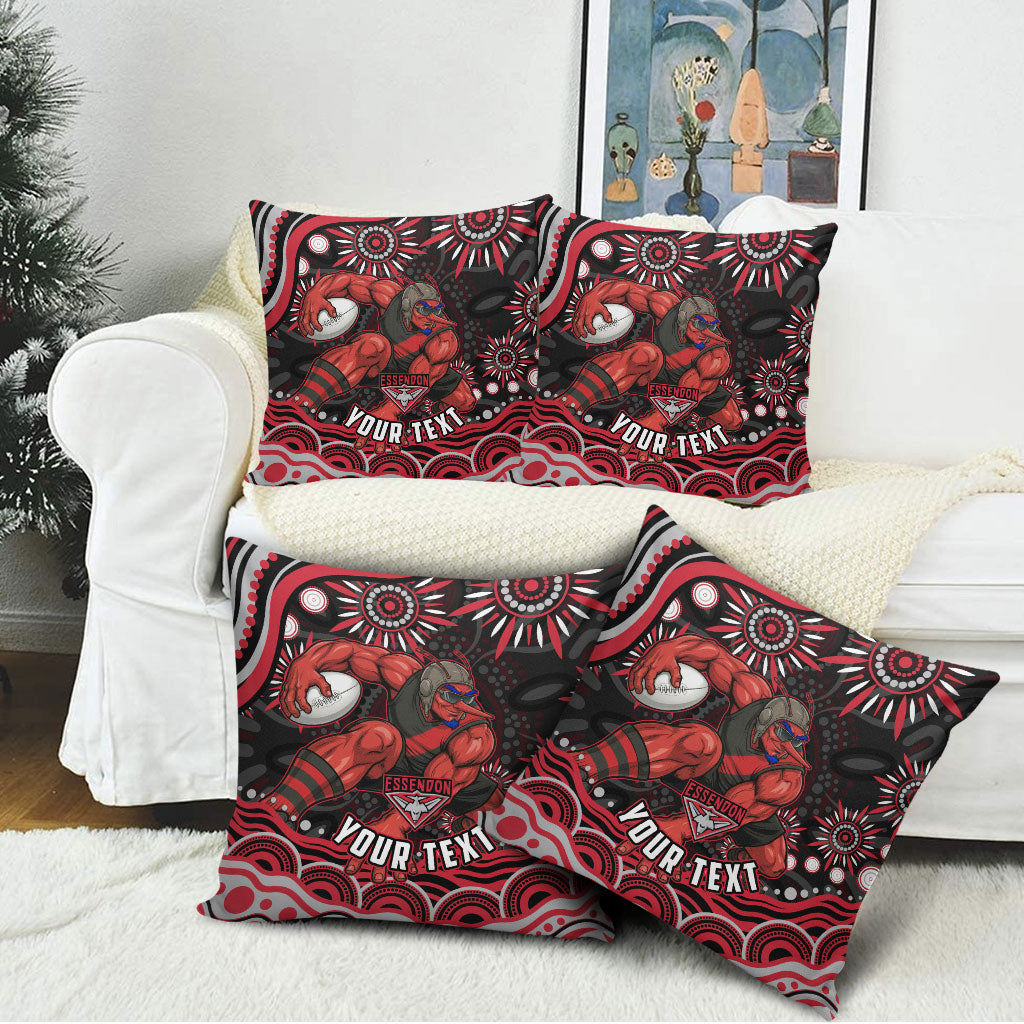Personalized Essendon Bombers Rugby Pillow Cover Aboriginal Dot Art - Dreamtime Football Mascot