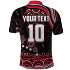 Personalized Essendon Bombers Rugby Polo Shirt Aboriginal Dot Art - Dreamtime Football Mascot