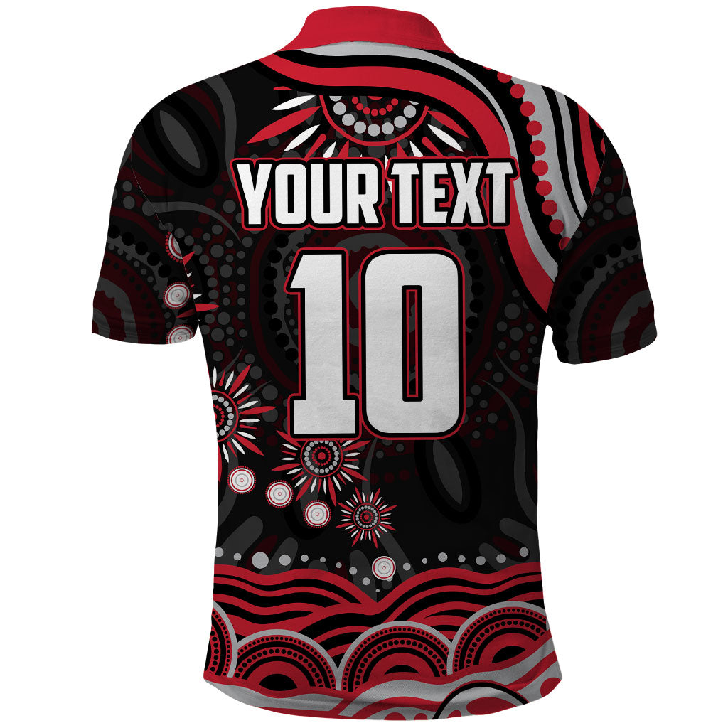 Personalized Essendon Bombers Rugby Polo Shirt Aboriginal Dot Art - Dreamtime Football Mascot