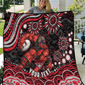 Personalized Essendon Bombers Rugby Quilt Aboriginal Dot Art - Dreamtime Football Mascot