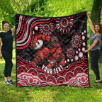 Personalized Essendon Bombers Rugby Quilt Aboriginal Dot Art - Dreamtime Football Mascot