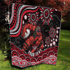 Personalized Essendon Bombers Rugby Quilt Aboriginal Dot Art - Dreamtime Football Mascot