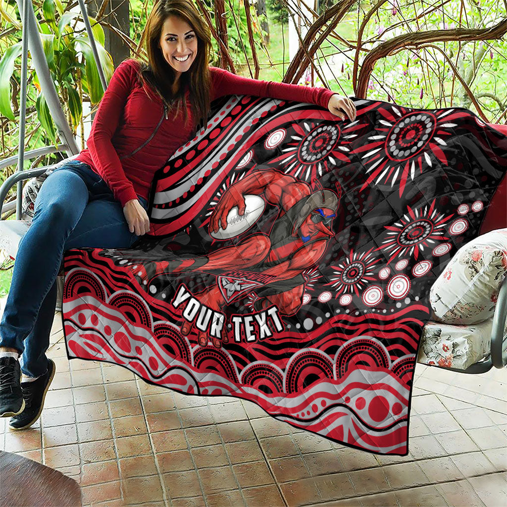 Personalized Essendon Bombers Rugby Quilt Aboriginal Dot Art - Dreamtime Football Mascot