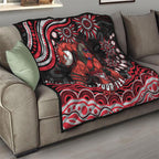 Personalized Essendon Bombers Rugby Quilt Aboriginal Dot Art - Dreamtime Football Mascot