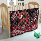 Personalized Essendon Bombers Rugby Quilt Aboriginal Dot Art - Dreamtime Football Mascot