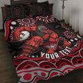 Personalized Essendon Bombers Rugby Quilt Bed Set Aboriginal Dot Art - Dreamtime Football Mascot
