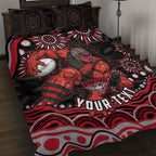 Personalized Essendon Bombers Rugby Quilt Bed Set Aboriginal Dot Art - Dreamtime Football Mascot